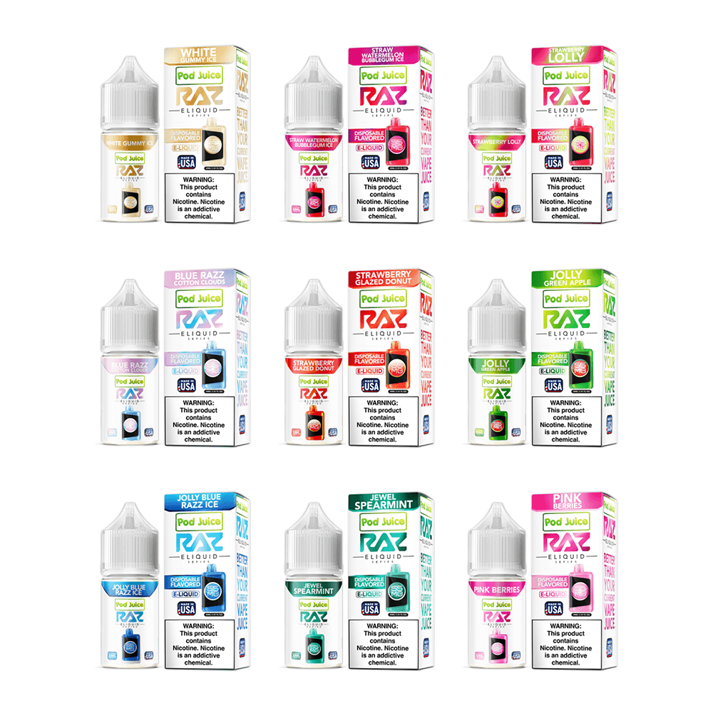 Pod Juice plus RAZ Disposables Collab Salt E-Liquid 30mL - Salt Nic - MOQ 5