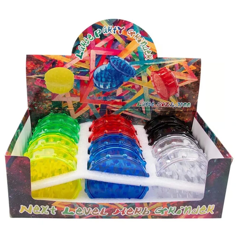 Non branded - DISPLY 12pc- Grinder- Plastic GR45 - Large Size 75mm